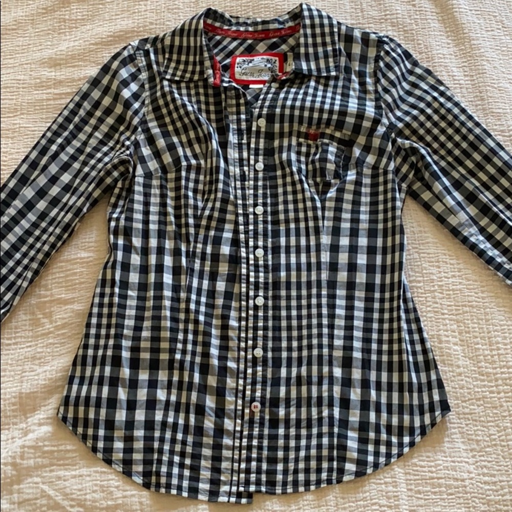 Guess Plaid Button Down (Size Large)
